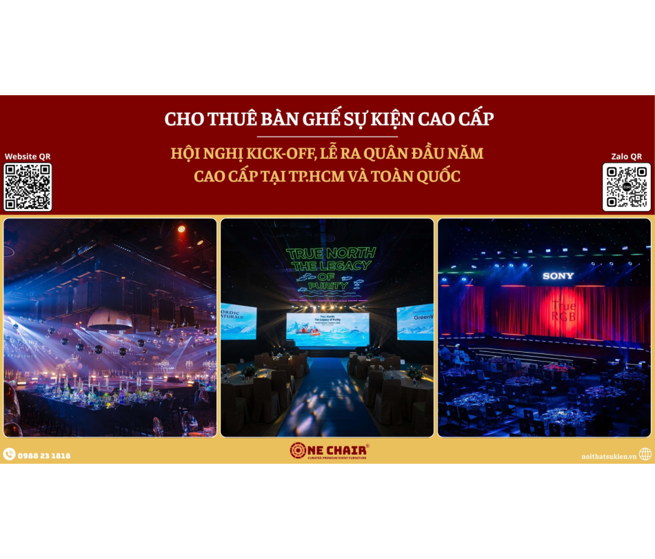 Cho thuê bàn ghế hội nghị kick-off, lễ ra quân đầu năm cao cấp — TP.HCM và toàn quốc
