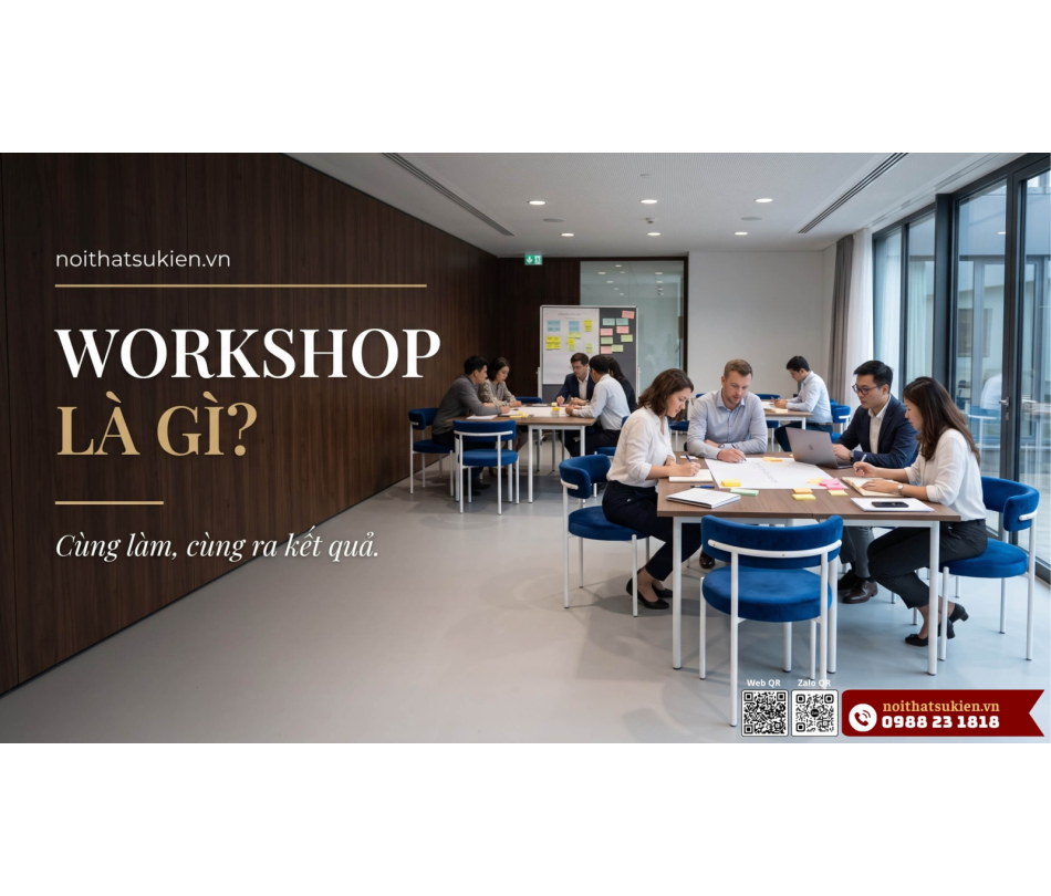 Workshop là gì? Khác hội thảo thế nào và cách bố trí không gian workshop doanh nghiệp 2026
