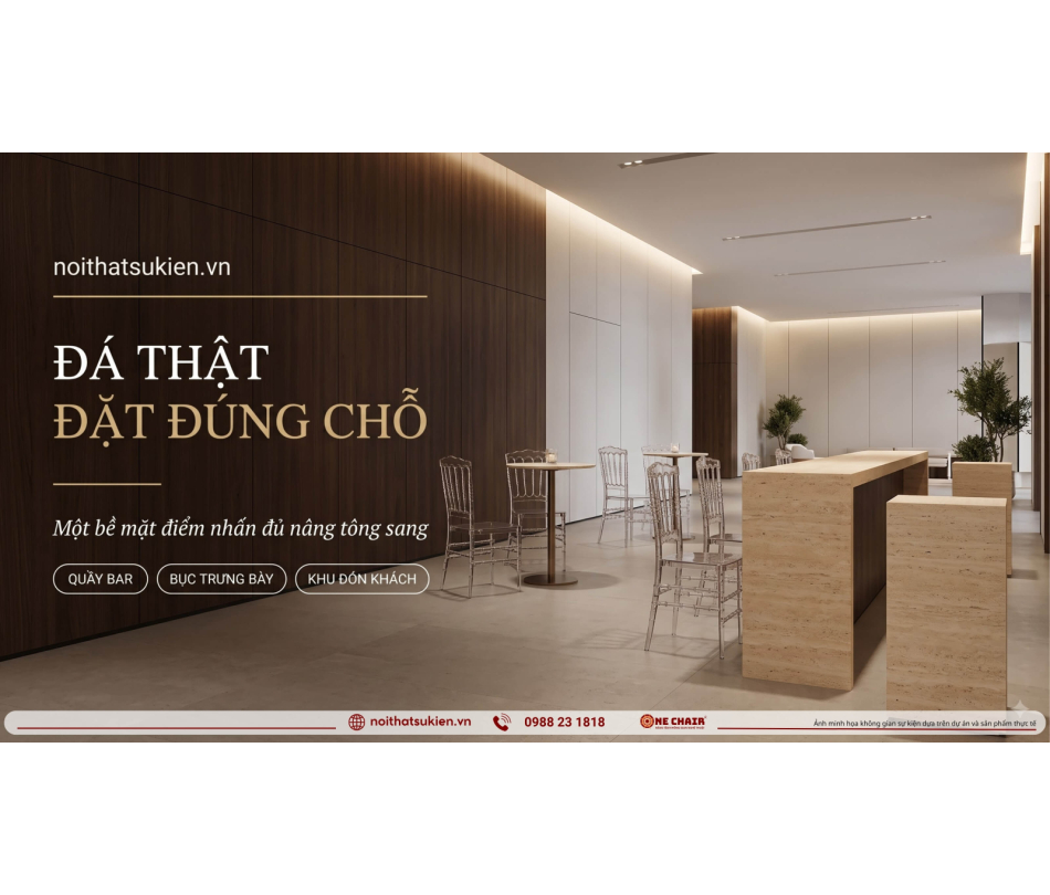 Đá travertine và đá tự nhiên vào sự kiện cao cấp: bề mặt sang trọng hay nặng nề phô trương?