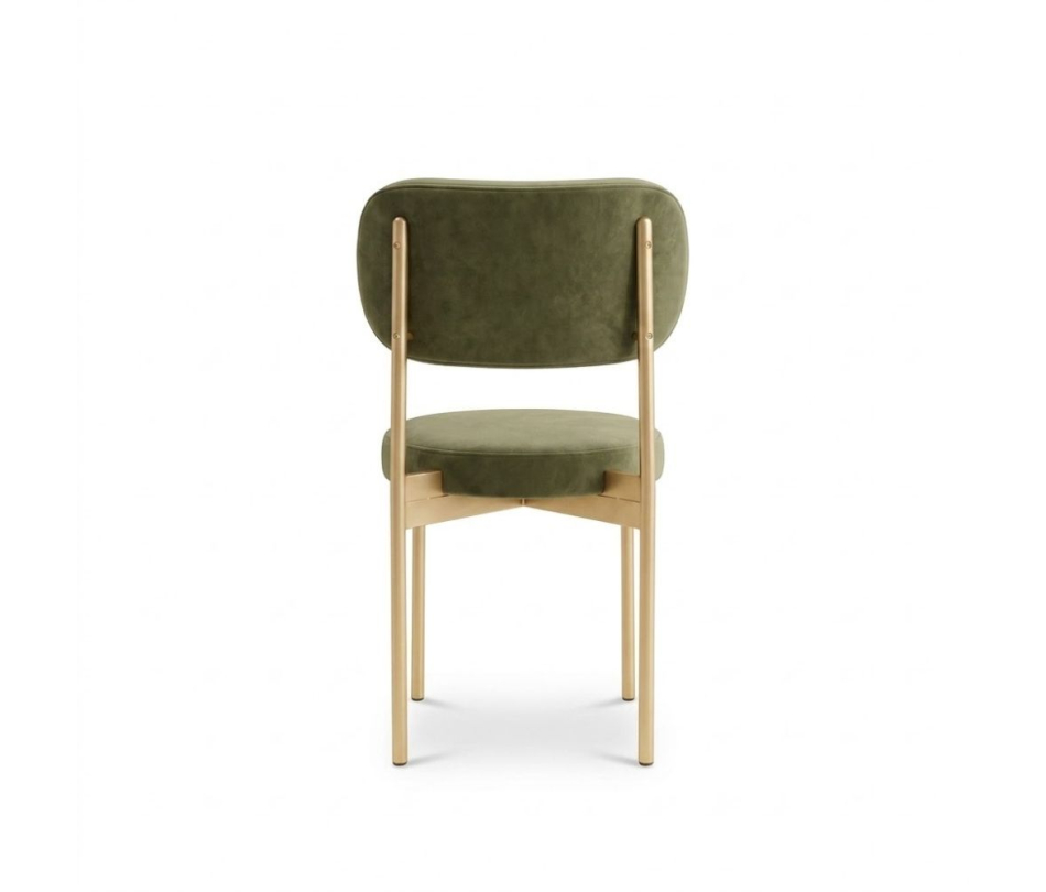 Ghế Velvet Khung Vàng Nhạt - Nhung Xanh Olive
