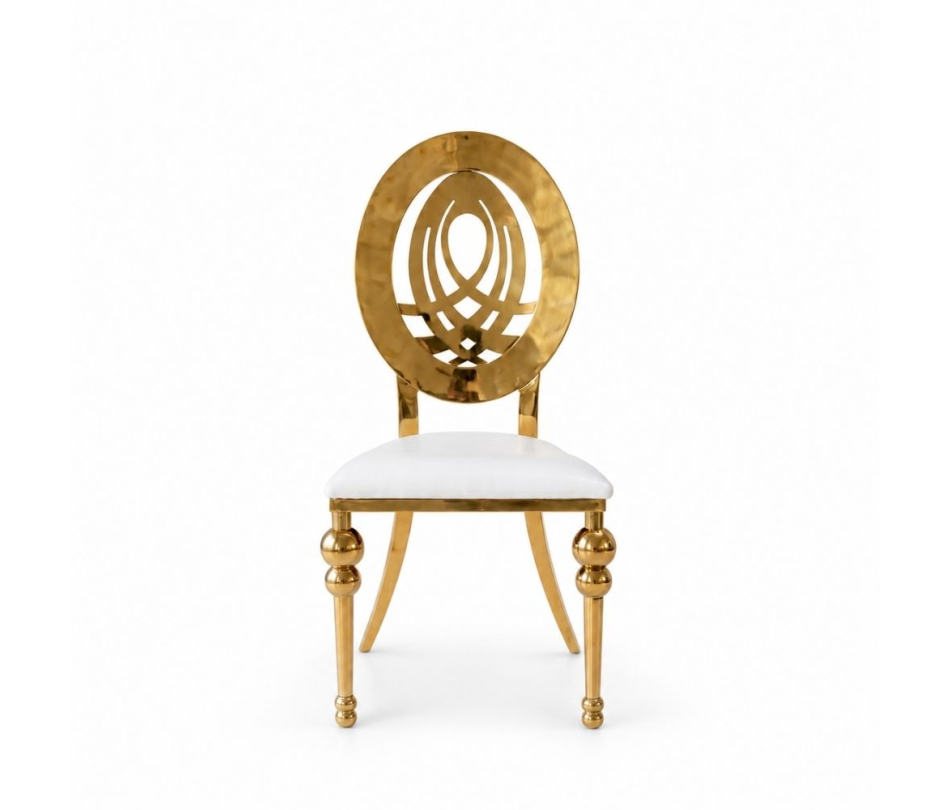 Ghế Louis Peacock Mạ Vàng - Da Trắng