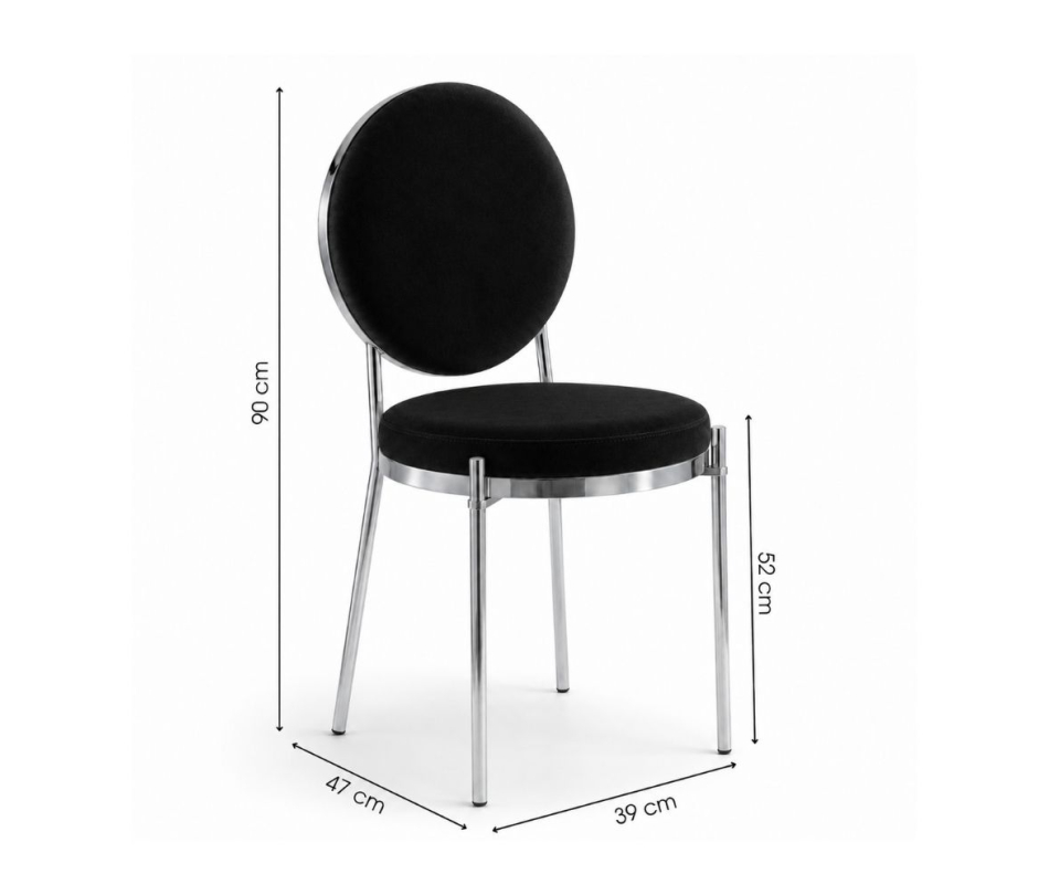 Ghế Moon Mạ Bạc Bóng - Nhung Đen