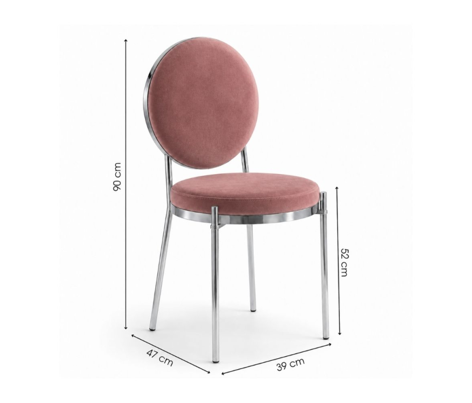 Ghế Moon Mạ Bạc Bóng - Nhung Hồng Dusty