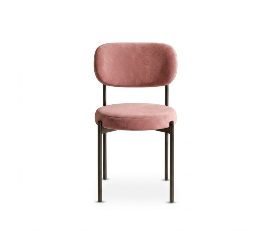 Ghế Velvet Khung Đen - Nhung Hồng Dusty