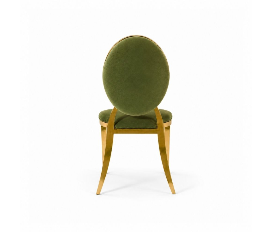 Ghế Louis Banquet Mạ Vàng - Nhung Xanh Olive