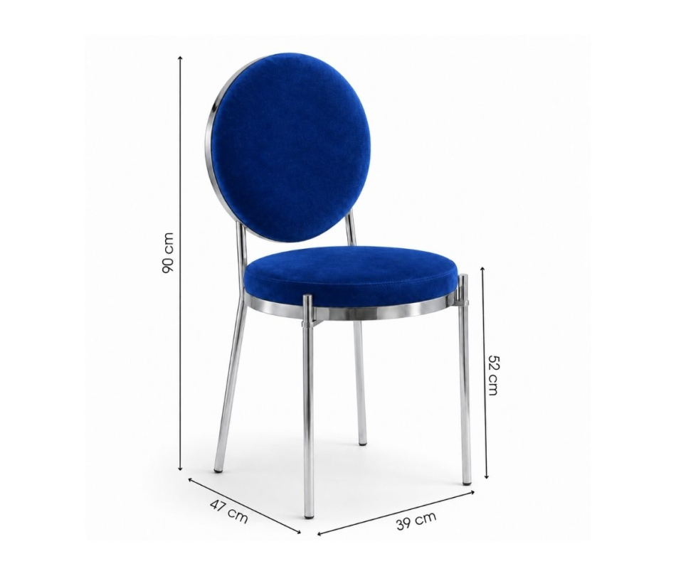 Ghế Moon Mạ Bạc Bóng - Nhung Xanh Cobalt