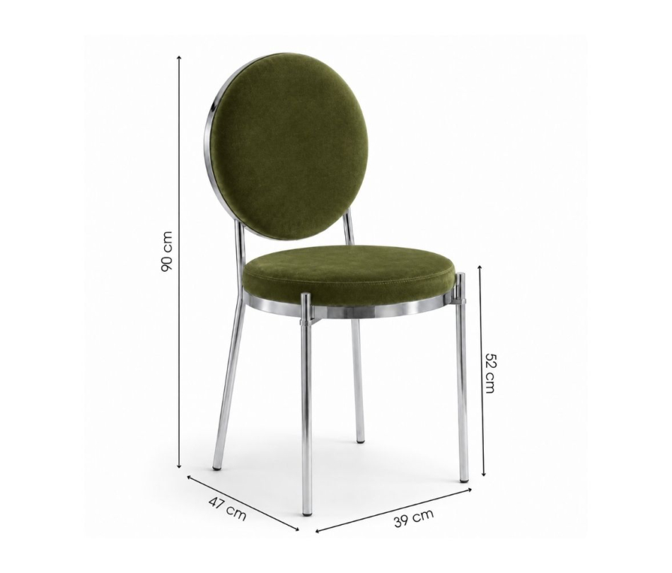 Ghế Moon Mạ Bạc Bóng - Nhung Xanh Olive