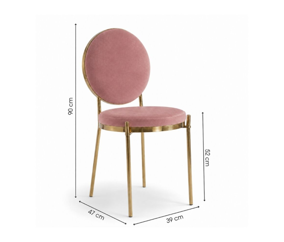 Ghế Moon Mạ Vàng Bóng - Nhung Hồng Dusty
