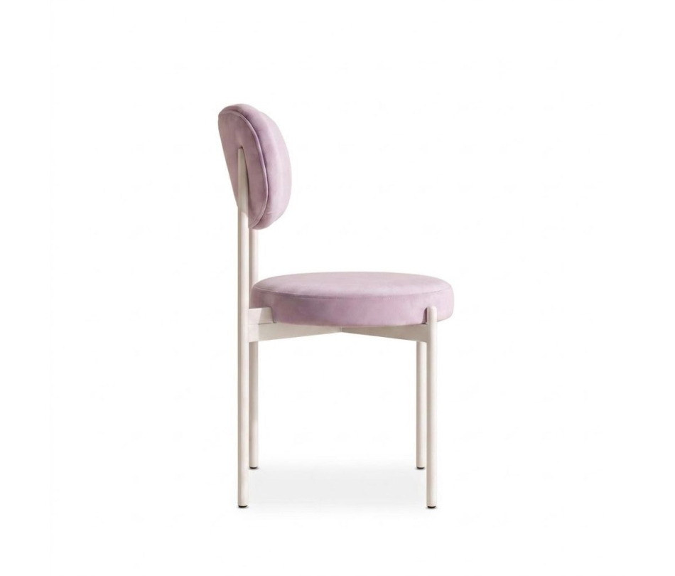Ghế Velvet Khung Trắng - Nhung Tím Lilac