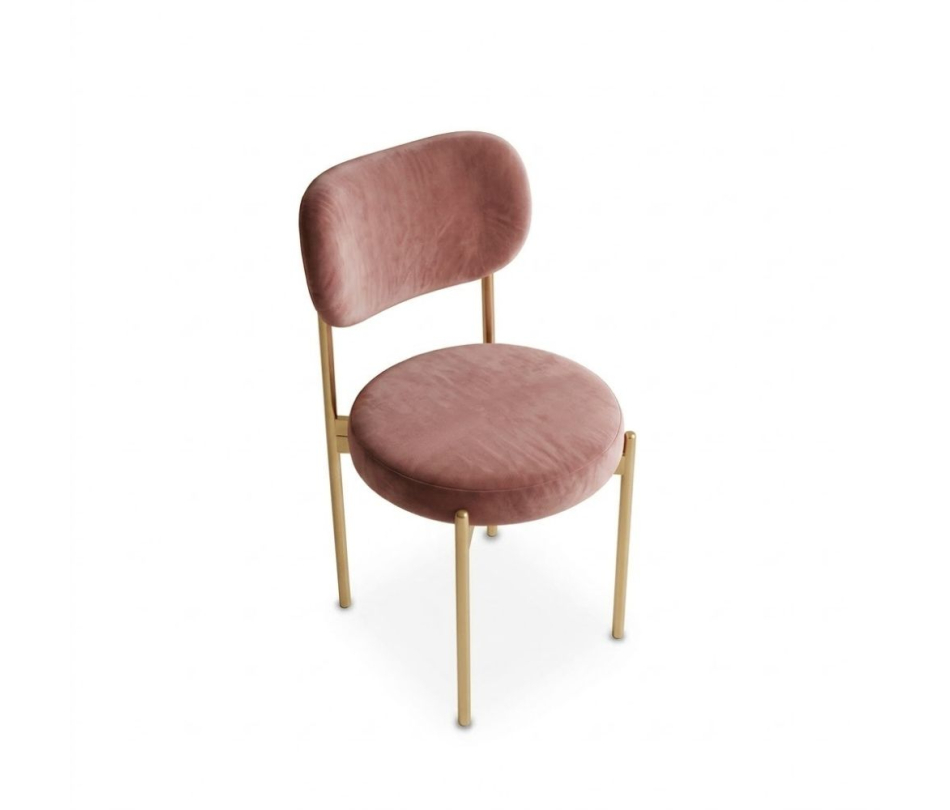 Ghế Velvet Khung Vàng Nhạt - Nhung Hồng Dusty