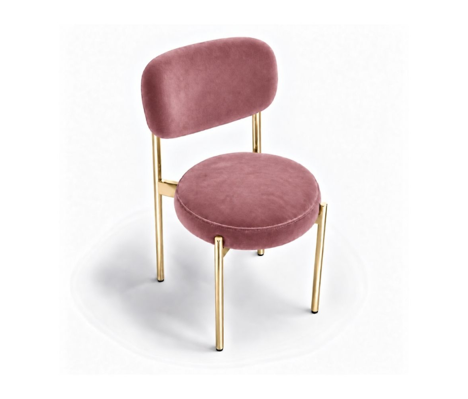 Ghế Velvet Khung Mạ Vàng Bóng - Nhung Hồng Dusty