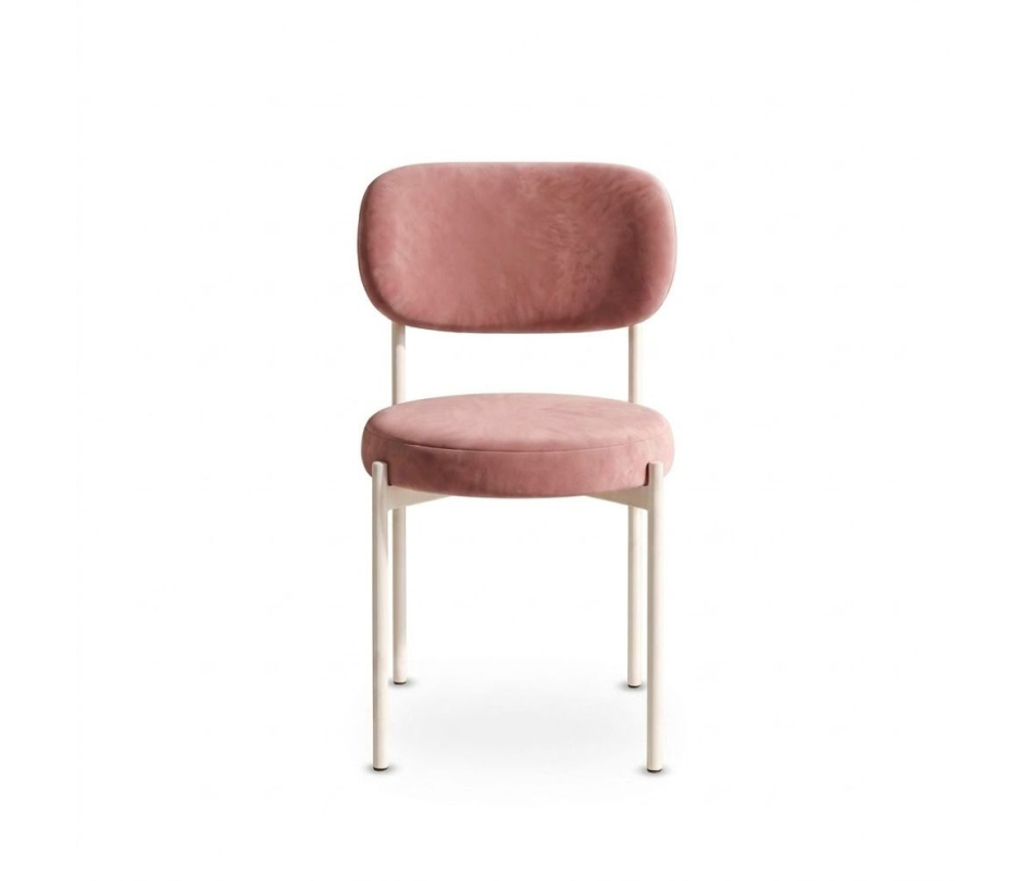 Ghế Velvet Khung Trắng - Nhung Hồng Dusty