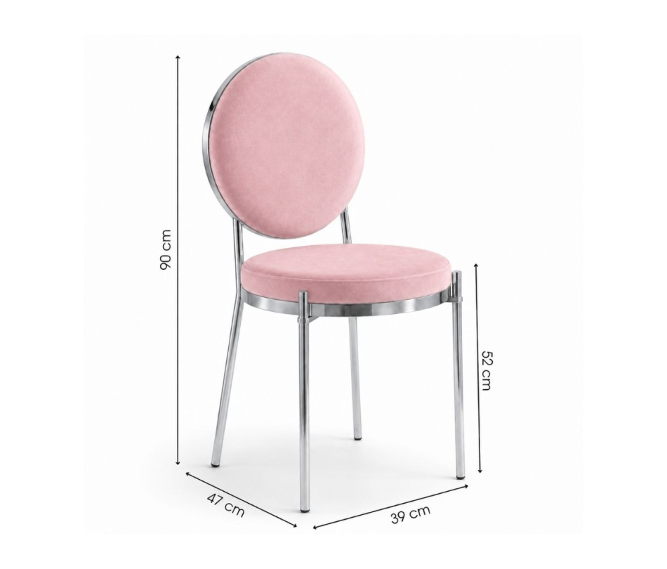 Ghế Moon Mạ Bạc Bóng - Nhung Hồng Đào