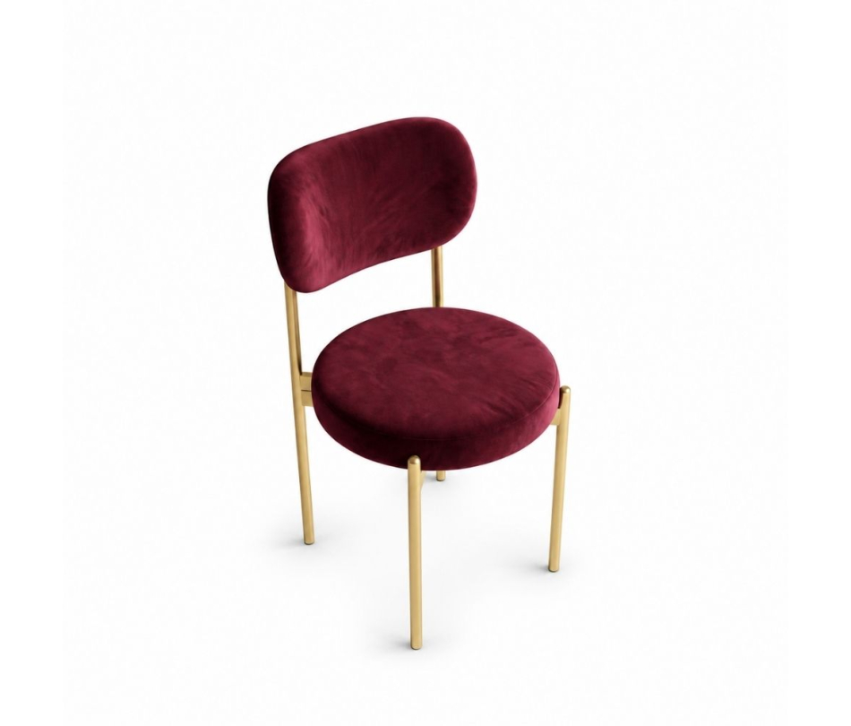 Ghế Velvet Khung Vàng Nhạt - Nhung Đỏ Burgundy