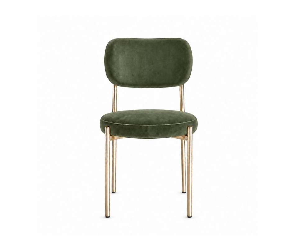 Ghế Velvet Khung Mạ Vàng Bóng - Nhung Xanh Olive