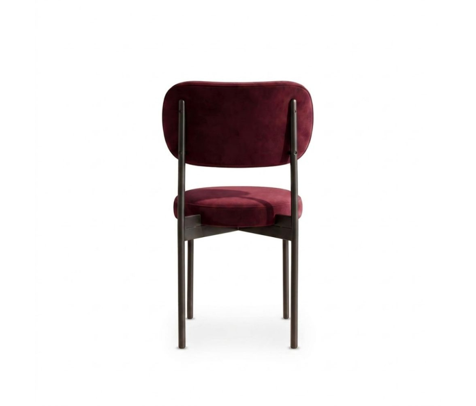 Ghế Velvet Khung Đen - Nhung Đỏ Burgundy