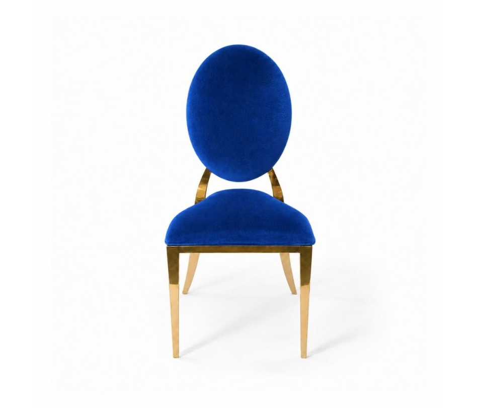 Ghế Louis Banquet Mạ Vàng - Nhung Xanh Cobalt