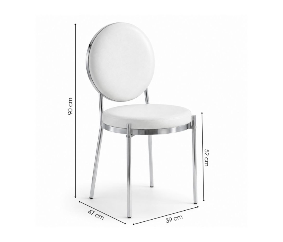 Ghế Moon Mạ Bạc Bóng - Da Trắng