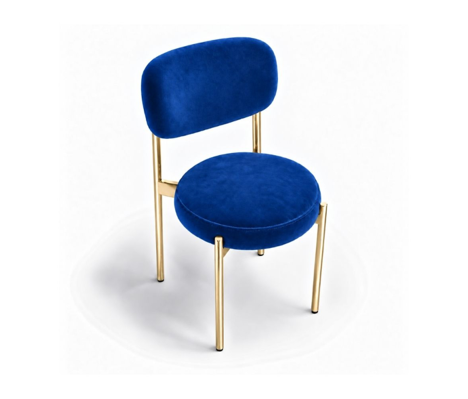 Ghế Velvet Khung Mạ Vàng Bóng - Nhung Xanh Cobalt
