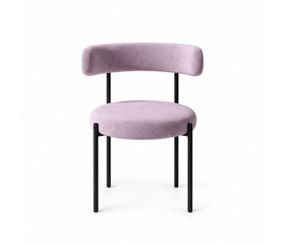 Ghế Nệm Vải Bouclé - Tím Lilac / Khung Đen