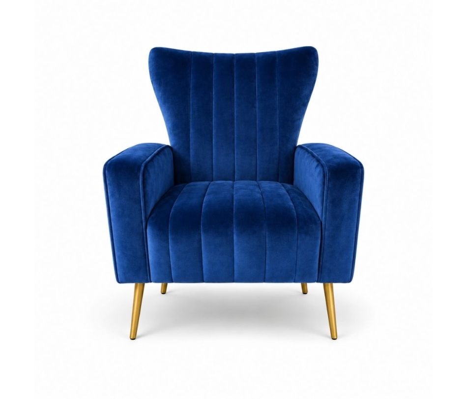 Ghế Sofa Armchair Aria - Nhung Xanh Cobalt