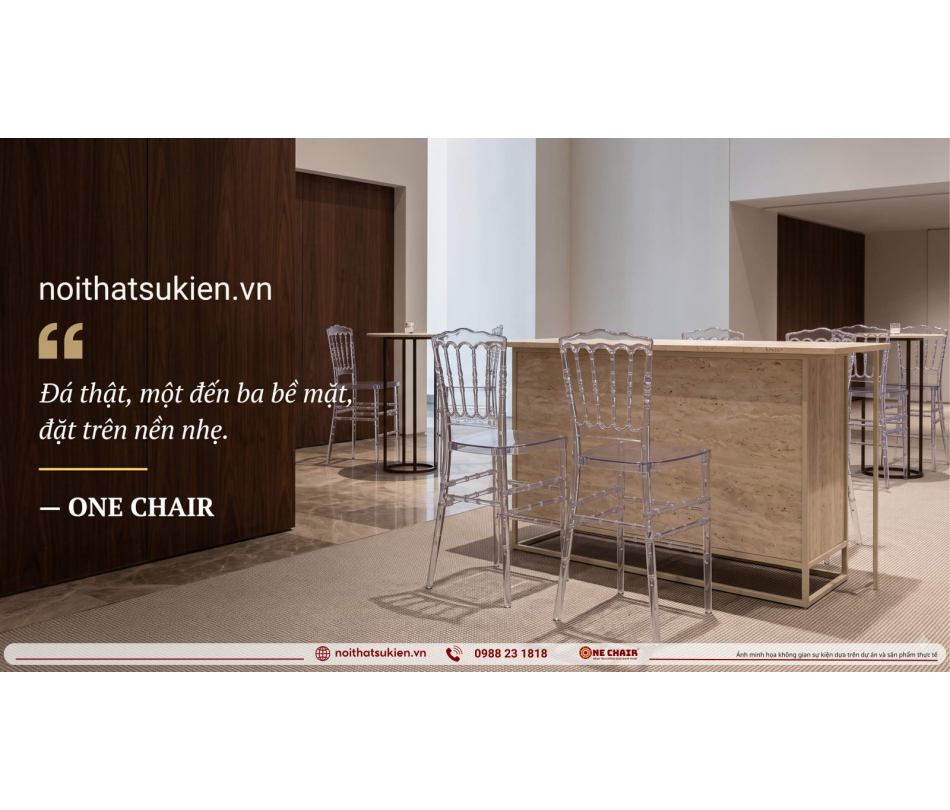 Đá travertine và đá tự nhiên vào sự kiện cao cấp: bề mặt sang trọng hay nặng nề phô trương?
