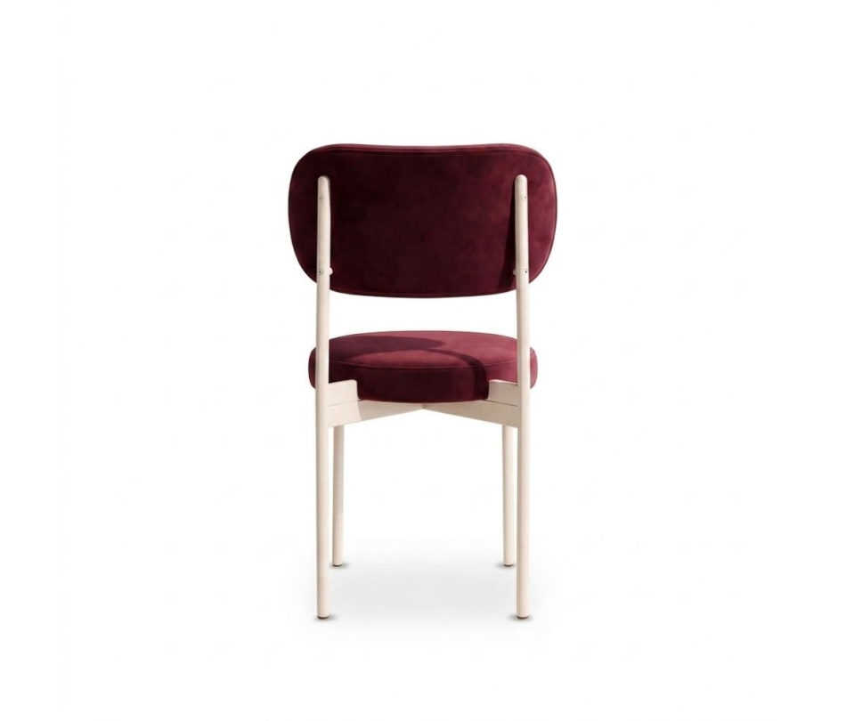 Ghế Velvet Khung Trắng - Nhung Đỏ Burgundy