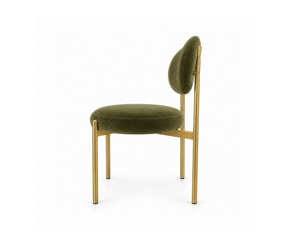 Ghế Velvet Khung Mảnh Vàng Champagne - Nhung Xanh Olive