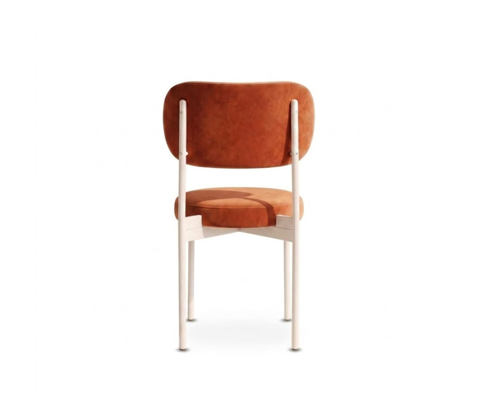 Ghế Velvet Khung Trắng - Nhung Cam Đất