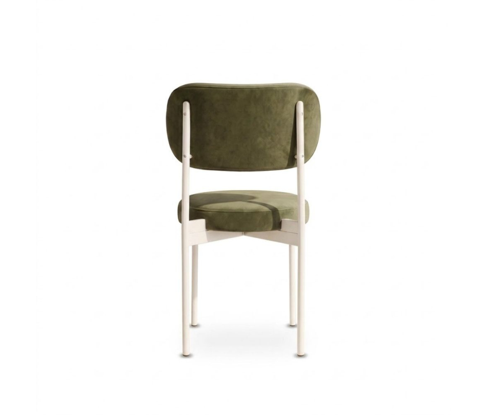 Ghế Velvet Khung Trắng - Nhung Xanh Olive