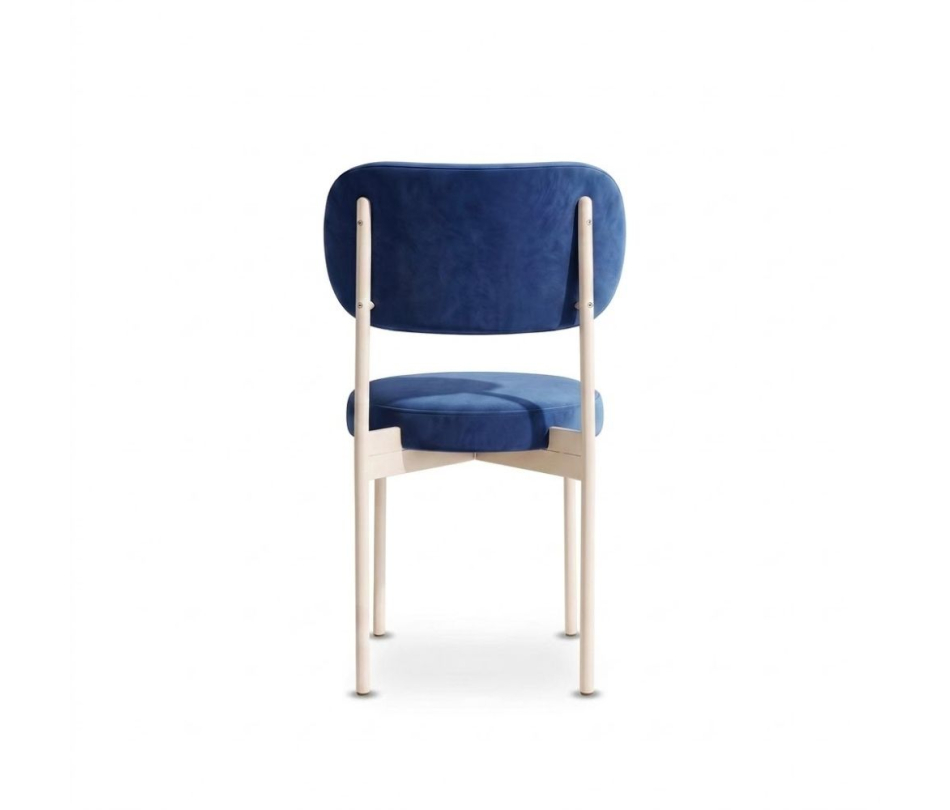 Ghế Velvet Khung Trắng - Nhung Xanh Cobalt