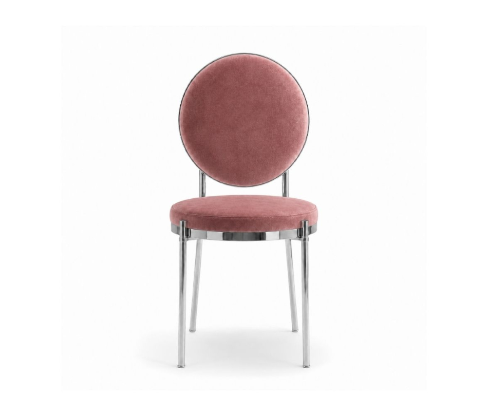 Ghế Moon Mạ Bạc Bóng - Nhung Hồng Dusty