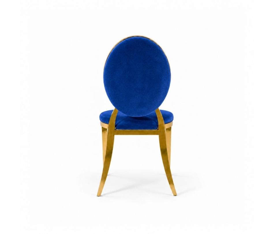 Ghế Louis Banquet Mạ Vàng - Nhung Xanh Cobalt