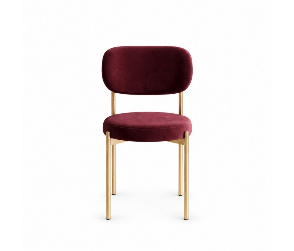 Ghế Velvet Khung Vàng Nhạt - Nhung Đỏ Burgundy