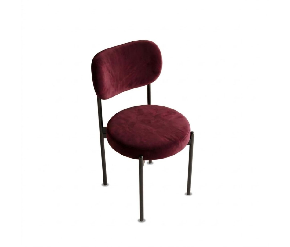 Ghế Velvet Khung Đen - Nhung Đỏ Burgundy