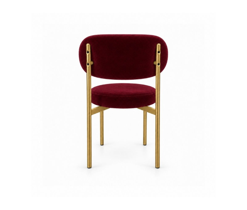 Ghế Velvet Khung Mảnh Vàng Champagne - Nhung Đỏ Burgundy
