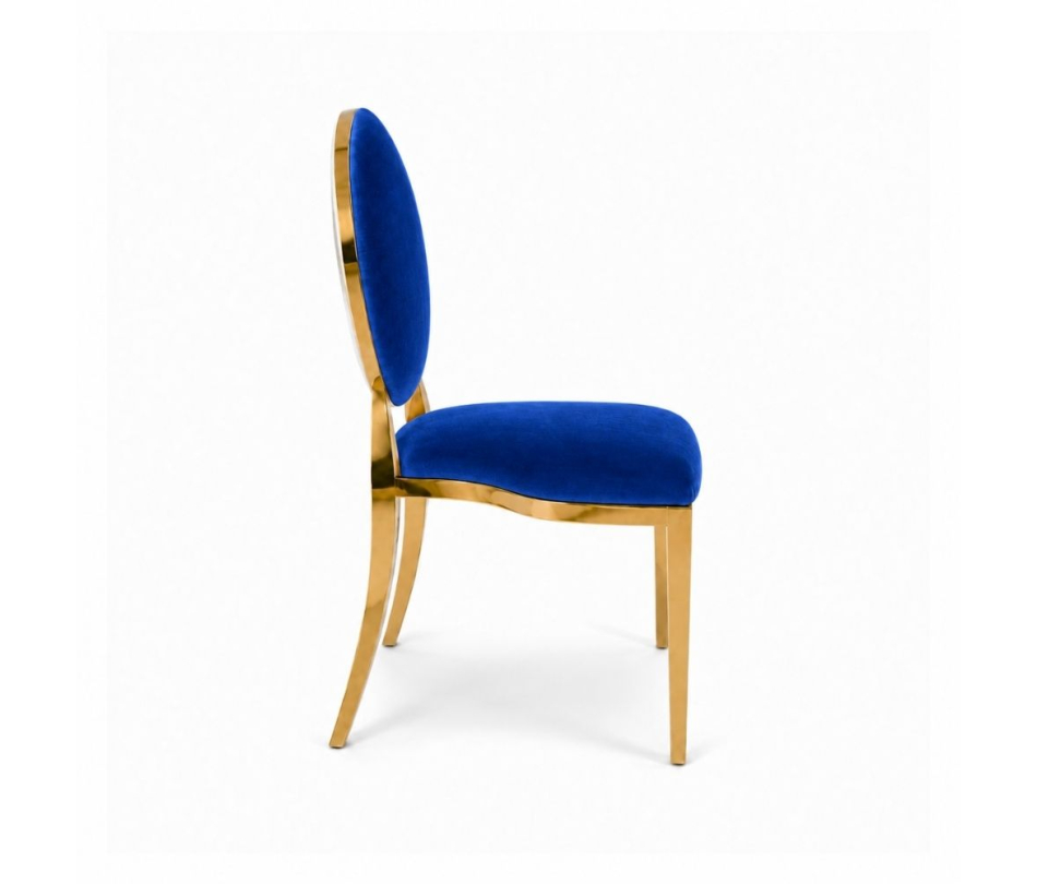 Ghế Louis Banquet Mạ Vàng - Nhung Xanh Cobalt