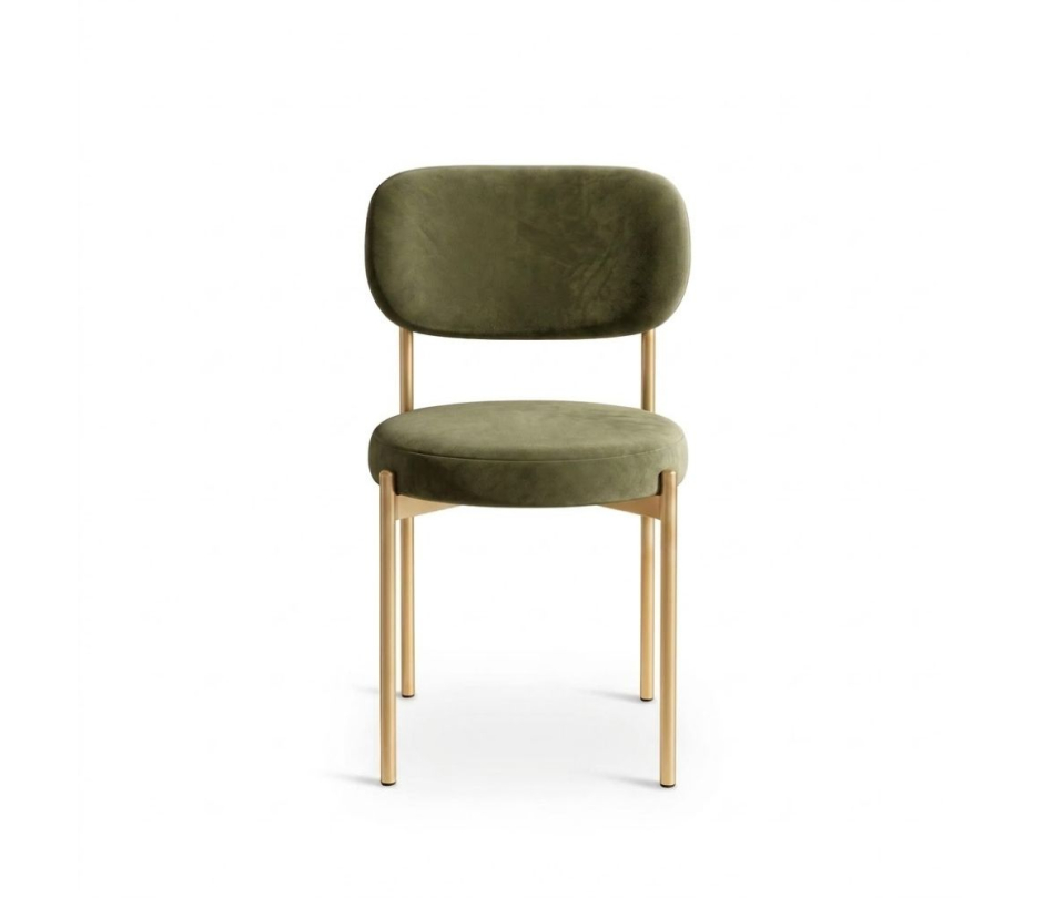 Ghế Velvet Khung Vàng Nhạt - Nhung Xanh Olive