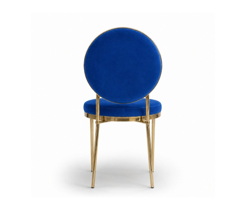Ghế Moon Mạ Vàng Bóng - Nhung Xanh Cobalt