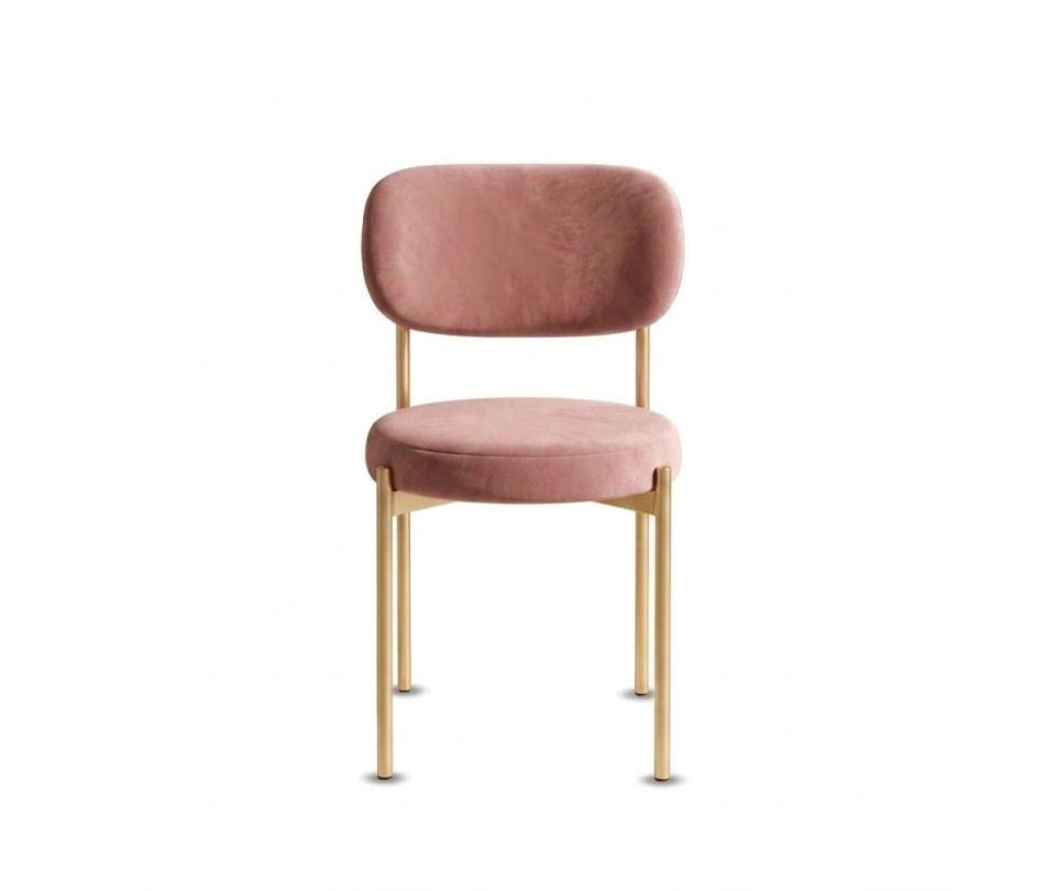 Ghế Velvet Khung Vàng Nhạt - Nhung Hồng Dusty