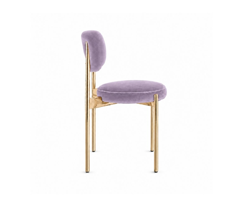 Ghế Velvet Khung Mạ Vàng Bóng - Nhung Tím Lilac