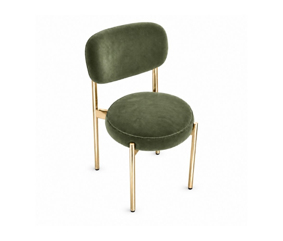 Ghế Velvet Khung Mạ Vàng Bóng - Nhung Xanh Olive