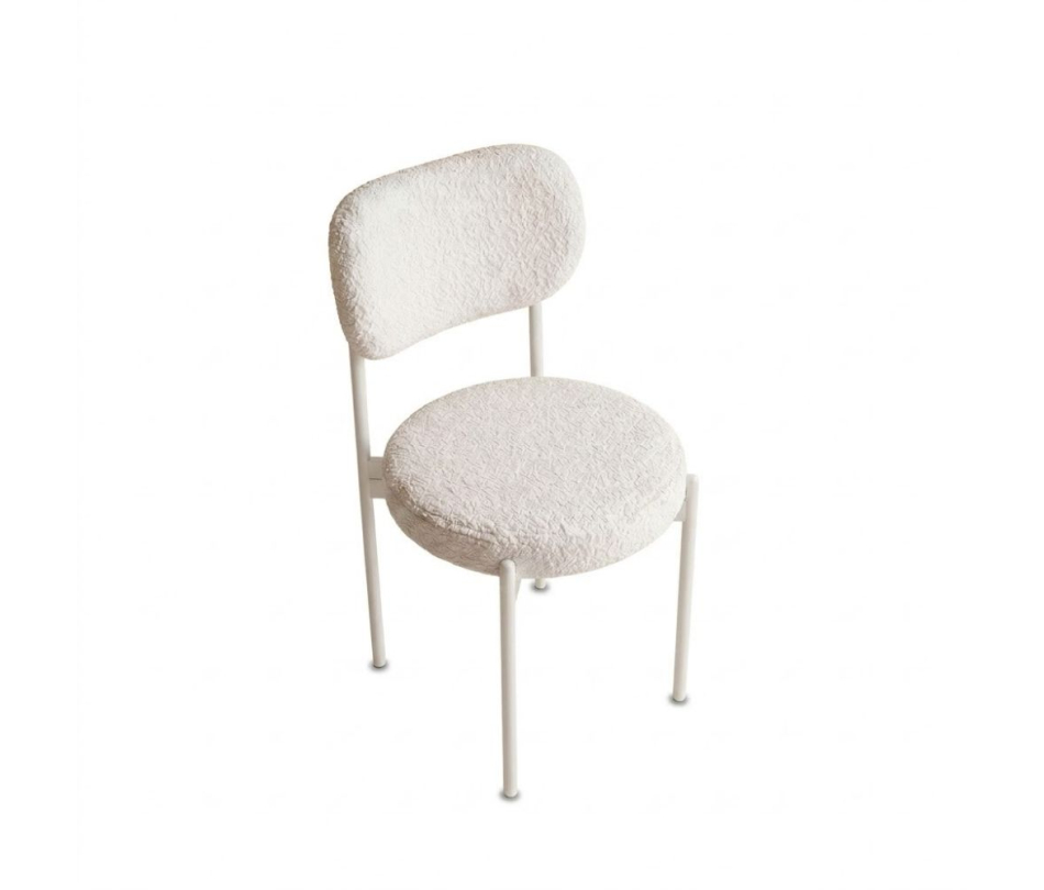 Ghế Velvet Khung Trắng - Lông Cừu Trắng