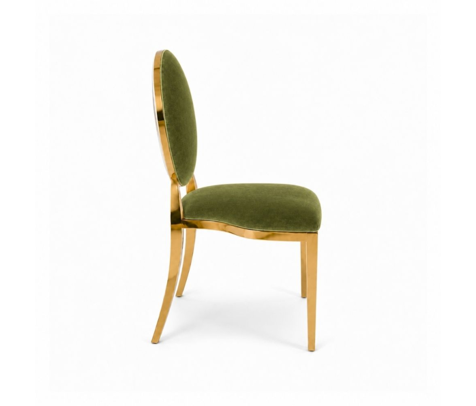 Ghế Louis Banquet Mạ Vàng - Nhung Xanh Olive