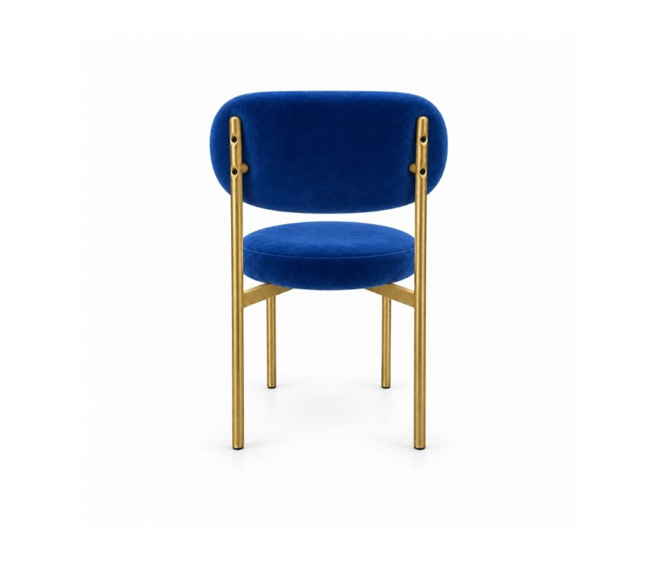 Ghế Velvet Khung Mảnh Vàng Champagne - Nhung Xanh Cobalt