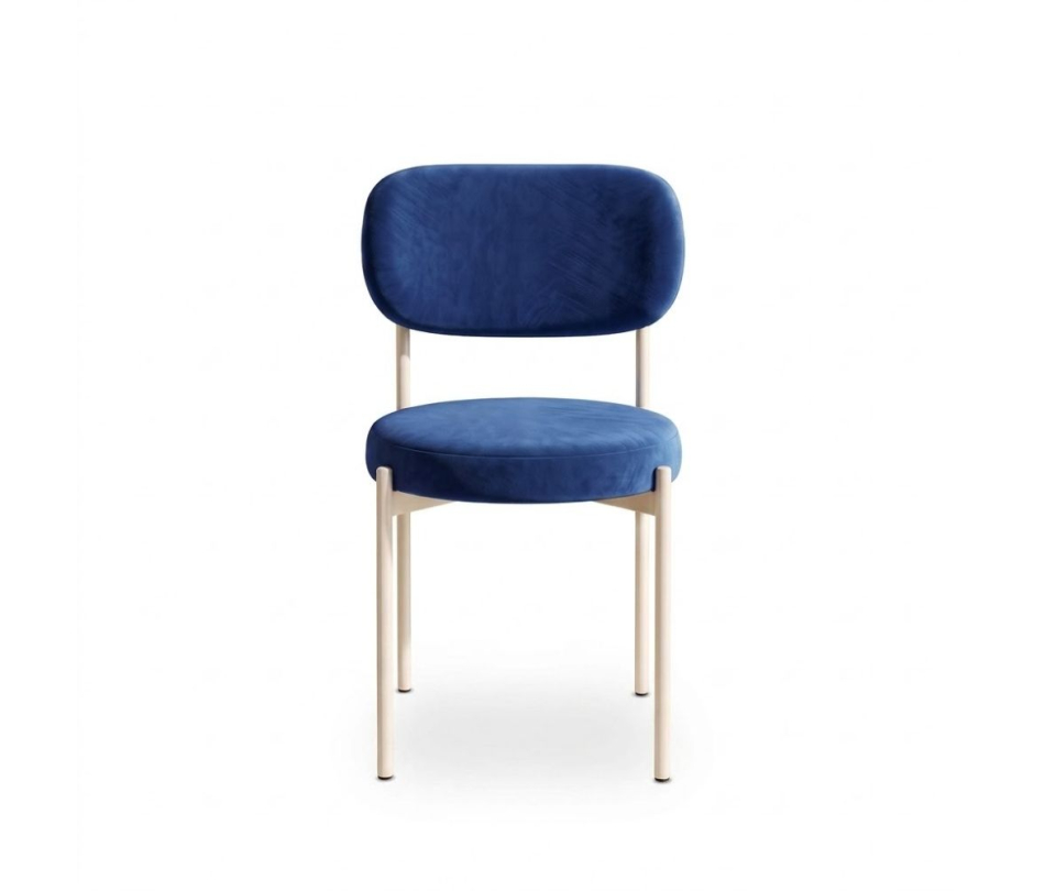 Ghế Velvet Khung Trắng - Nhung Xanh Cobalt