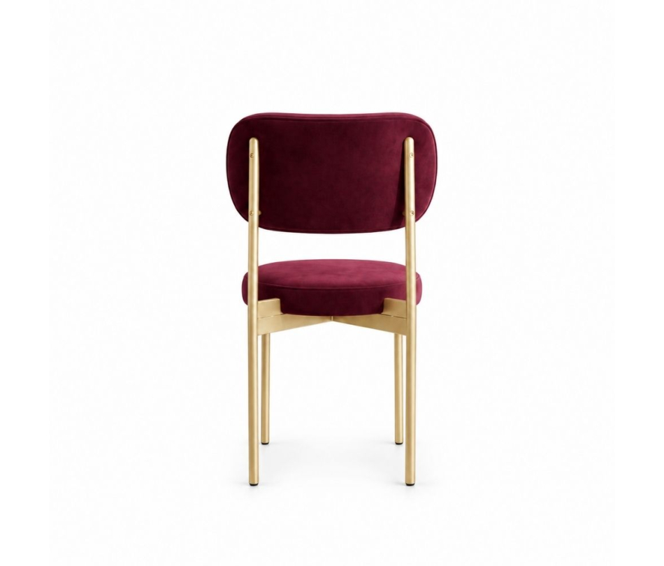 Ghế Velvet Khung Vàng Nhạt - Nhung Đỏ Burgundy