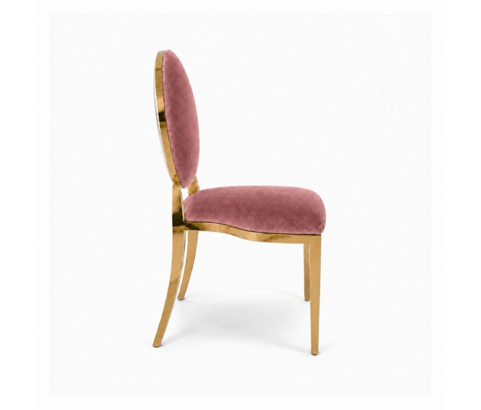 Ghế Louis Banquet Mạ Vàng - Nhung Hồng Dusty