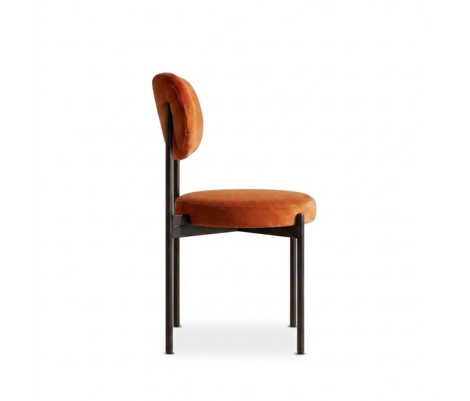 Ghế Velvet Khung Đen - Nhung Cam Đất