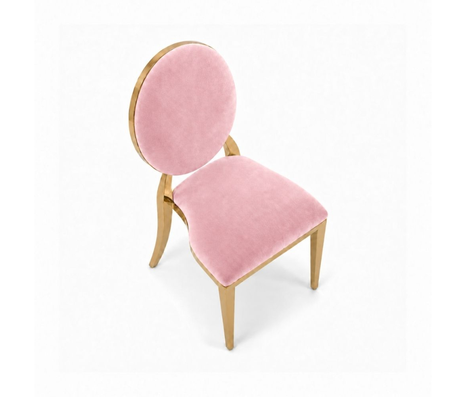 Ghế Louis Banquet Mạ Vàng - Nhung Hồng Đào